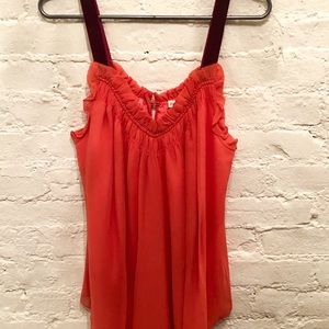 Rebecca Taylor Pink Silk and Velvet Tank Top/Cami